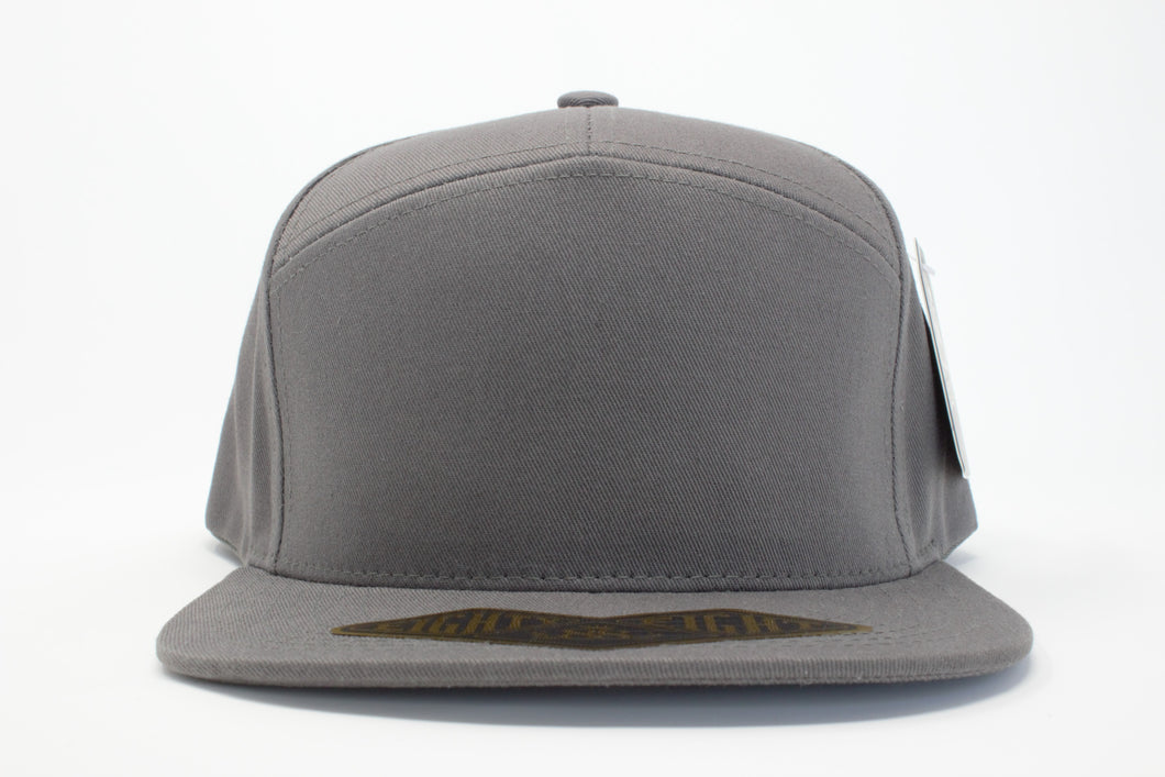 7 Panel Cotton Flat Brim Snapback (D.Grey) #EE102