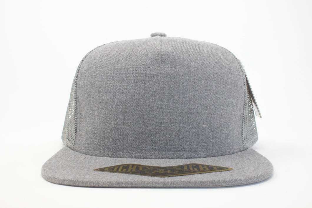 5 Panel Cotton Trucker Flat Brim Snapback (H.Grey/Grey) #EE106
