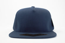 Load image into Gallery viewer, 5 Panel Cotton Flat Brim Snapback (Navy) #EE107

