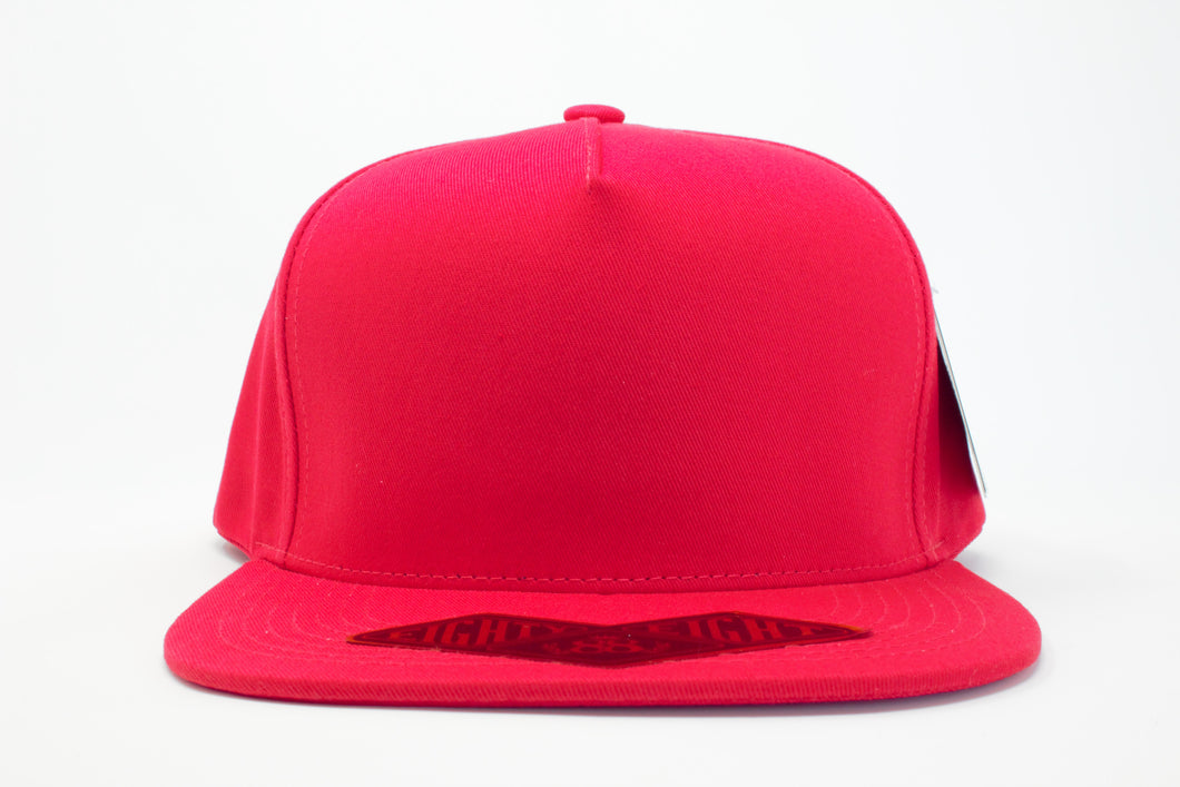 5 Panel Cotton Flat Brim Snapback (Red) #EE107