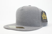Load image into Gallery viewer, 5 Panel Cotton Flat Brim Snapback (Heather Grey) #EE107

