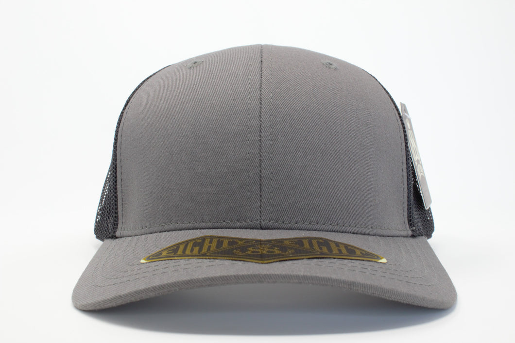 6 Panel Cotton Curve Trucker Cap (D.Grey/Black) #EE103